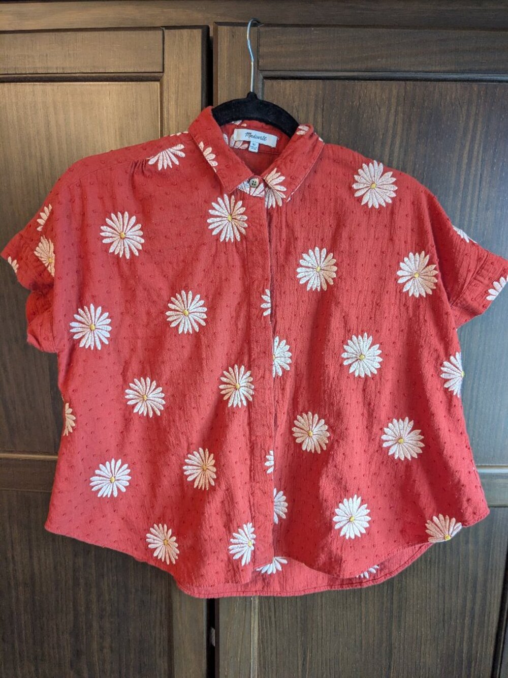 Madewell Embroidered Daisy Button‑Up Shirt – XS